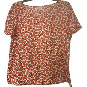 KATE SPADE New York Arielle Silk Patch Pocket Animal Print Top Red/Orange Large
